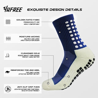 Yufree Men's Soccer Socks Anti Slip Non Slip Grip Pads for Football Basketball Sports Grip Socks, 4 Pair