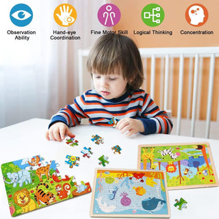IBAMA Puzzles for Kids 60 Piece Colorful Wooden Jigsaw Puzzles for Toddler Children Educational Preschool Puzzles Toys, multicolor, DIYSAW02
