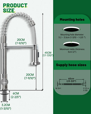 DAYONE Waterfall Kitchen Sink Tap with Pull Out Sprayer, Matte Black Kitchen Faucet Raindance 3 Modes, Modern Stainless Steel 1 Hole Sink Mixer, 360° Swivel & Single Handle, DAY-CR2546