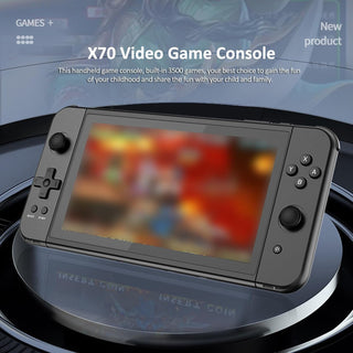 OUNA X70 Video Game Console Handheld Game Player Dual Joystick Built-in 3500 Games 7-inch Screen Music Video Player HD Output Support Wired Gamepad Connection
