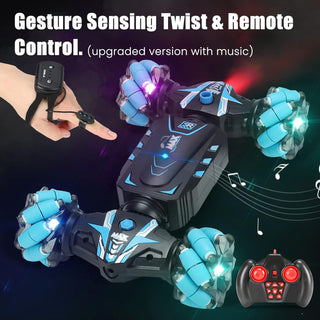 Prosight RC Stunt Car, 4WD 2.4GHz Remote Control Gesture Sensor Toy Cars, 360° Rotating Off Road Vehicle with Lights Music & Spray Launcher, Toy Cars for kids