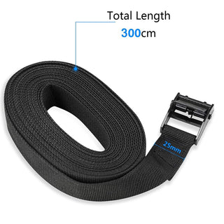 Joyzzz Tie Down Straps, 2 Pack Heavy Duty Lashing Straps Adjustable Cam Buckle Tensioning Belts, 3m X 25mm Direct Ratchet Lashing Straps for Motorcycle, Cargo, Trucks,Trailer, Luggage (Black)