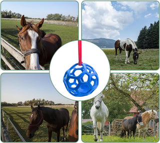 TOMVAES 2 Pack Horse Treat Ball Hay Feeder Toy,Horse Ball Feeder,Goat Feeder Toy Feeder Ball,Hanging Feeding Toy with Strong Nylon Rope for Horse,Goat