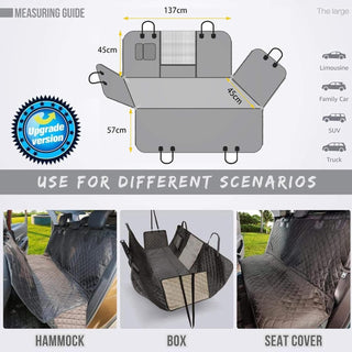 Beauenty Dog Car Seat Cover, Waterproof and Scratchproof Dog Cover for Car Backseat, Nonslip Pet Car Seat with Mesh Window, Durable Dog Hammock with Side Flaps for Cars, Trucks and SUV (A)