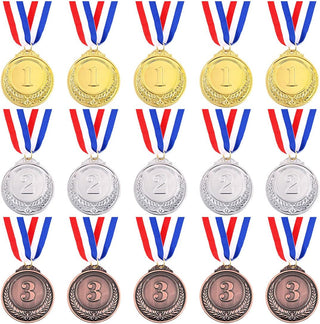 Swpeet Metal Gold Silver Bronze Award Medals with Ribbon, Olympic Style Winner Medals for Kids Children's Events, Classrooms, Office Games and Sports - 1st 2nd 3rd Place