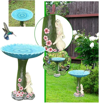TOMVAES Bird Bath Bowl for Home Garden Wild Bird Food Storage Multi-Purpose Bird Tray Outdoors Standing Handmade Resin Wild Bird Feeders Tree-shaped Butterfly Feeder Fountain with Pedestal