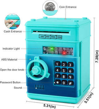Refasy Piggy Bank for Girls 4-11 Years Old,Refasy Kids Safe Bank for Boys Christmas Birthday Gifts Toy for Kids Electronic ATM Money Bank for Adults Money Saving Box Safe Coin Bank Toy Kids Toys Pink