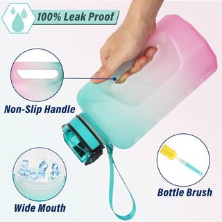 GIFUBOWA Half Gallon Water Bottle with Handle and Straw 74oz Big Sport Water Jug Large Motivational 2.2l Bpa Free Leakproof Bottles for Gym Yoga Camping Outdoor Travel