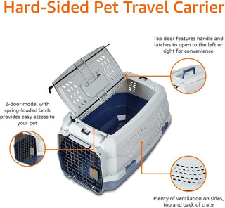 Amazon Basics Two-Door Top-Load Hard-Sided Pet Travel Carrier, 23-Inch