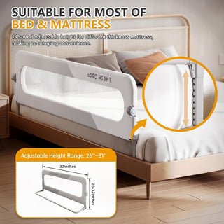 U-HOOME Bed Rails for Toddlers-Foldable Baby Bed Rails Guard,Kids'Bed Rails Guards,Safety Bed Fence Protector Rail,Adjustable Heights&Swing Down Bed Guard Rail for Queen King Twin Bunk (1.5m-pink)