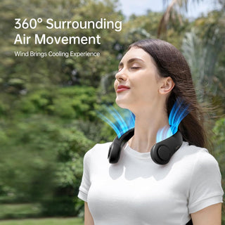 JISULIFE Portable Neck Fan, Hands Free Bladeless Fan, 4000 mAh Battery Operated Wearable Personal Fan, Leafless, Rechargeable, Headphone Design, USB Powered Desk Fan,3 Speeds-Green