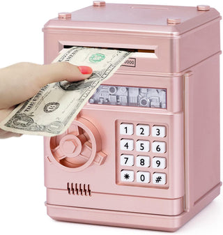 Refasy Piggy Bank for Girls 4-11 Years Old,Refasy Kids Safe Bank for Boys Christmas Birthday Gifts Toy for Kids Electronic ATM Money Bank for Adults Money Saving Box Safe Coin Bank Toy Kids Toys Pink