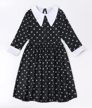 AmzBarley Girls Addams Costume Little Kids Addams Family Dress Up for Halloween Cosplay Birthday Party