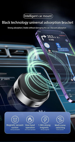 V2COM Vacuum Sunction Phone Holder Intelligent Car Mount Mobile Phone Holder Magnetic Universal Adsorption Bracket Vacuum Adsorption Stable