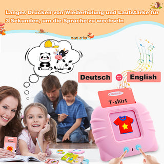 Talking Flash Cards Learning Toys for Toddlers 1-6 Year Old,British English, 224 Words, Audible Educational Toys, Preschool Learning Resource Electronic Interactive Toy Birthday Gifts for Kids-Pink