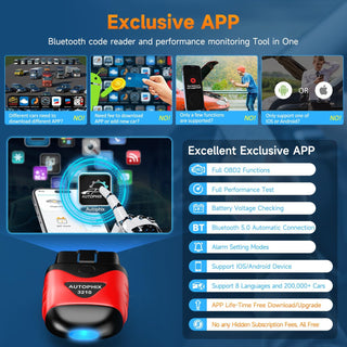 AUTOPHIX 3210 Bluetooth OBD2 Scanner Enhanced Universal Car Code Readers & Scan Tools Diagnostic Scanner with Performance Test Battery Test Check Engine Light Exclusive APP for iPhone, iPad & Android