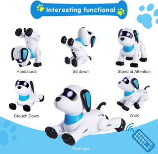 yiman Remote Control Robot Dog Toy, Programmable Interactive & Smart Dancing Robots for Kids 5 and up, RC Stunt Toy Dog with Sound LED Eyes, Electronic Pets Toys Robotic Dogs for Kids Gifts