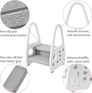 McMola 2 Step Stool for Toddlers Non Slip Sturdy Double Step Up For Kids Safe Toddler Loo Potty Toilet Training in The Bathroom Kitchen and Home