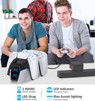 OIVO PS5 Charging Station, OIVO 2H Fast PS5 Controller Charger for Playstation 5 Dualsense Controller, Upgrade PS5 Charging Dock with 2 Types of Cable, PS5 Charger for Dual PS5 Controller, USB