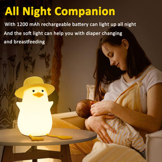 OkiyiD Duck Night Light, Cute Duck Gifts for Girl, Duck Lamp Gifts Dorm Decor Lamp for Nursery, ABS+SIL, Touch Control, Portable and Rechargeable Dimmable, Birthday Gifts for Boys Girls (DoDo Duck)