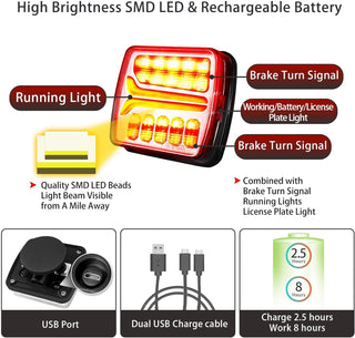 UNIFULL Wireless LED Trailer Light Kit, Magnetic Towing Lights for Trailers, Trucks, Tractors, Lorries, Vans, Campers, Boats