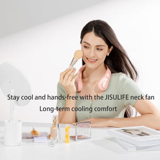 JISULIFE Portable Neck Fan, Hands Free Bladeless Fan, 4000 mAh Battery Operated Wearable Personal Fan, Leafless, Rechargeable, Headphone Design, USB Powered Desk Fan,3 Speeds-Green