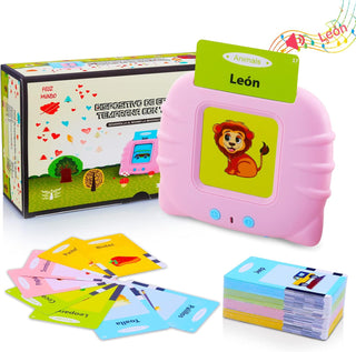 Talking Flash Cards Learning Toys for Toddlers 1-6 Year Old,British English, 224 Words, Audible Educational Toys, Preschool Learning Resource Electronic Interactive Toy Birthday Gifts for Kids-Pink