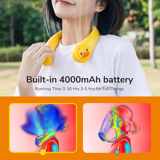 JISULIFE Portable Neck Fan, Hands Free Bladeless Fan, 4000 mAh Battery Operated Wearable Personal Fan, Leafless, Rechargeable, Headphone Design, USB Powered Desk Fan,3 Speeds-Green