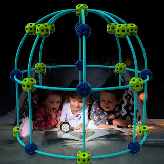 AM ANNA Fort Building Kit Glow In The Dark, 86pcs Fort Building Kit Gifts for 6+ Kids Toys, STEM Fort Builder Toys Outdoor Toys for Kids 4-8, Magic Forts DIY Building Toys (Luminous Fort Building Kit)
