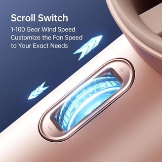 JISULIFE Portable Handheld Fan,Speed(1-100) Adjustable Turbo Mini Fan,5000mAh Battery Rechargeable Personal Fan with Metal Body,Digital Display,For Women Men Travel/Camping/Outdoor-Grey