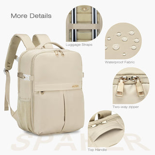 SPAHER Cabin Bag 40x30x20 Wizzair Underseat Laptop Backpack 15.6 Inch for School Carry On Bag Luggage Travel Backpack Hand Luggage Backpack Casual Daypack Approved Holdall Rucksack Flight Bag Beige