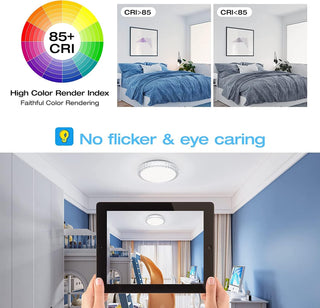 HUA QIANG WANG LED Flush Mount Ceiling Light,60W 3-Color Changeable Ceiling Lamp,Round Modern Ceiling Lighting Fixture for Living Room Dining Room Bedroom Kitchen Island(40cm)