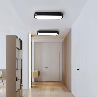 JIINOO Modern Black LED Ceiling Light, 32W Surface Flush Mount Acrylic Ceiling Lamp 15.7" Wraparound Shape Linear Close to Ceiling Lighting Fixture for Office Hallway Bedroom Living Room, 6500K