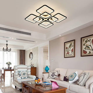 Qcyuui Dimmable Modern Ceiling Light, Acrylic LED Round Flush Mount Lighting Fixtures, 56W 4-Lights 56cm Indoor White Ceiling Lamp with Remote for Living Room Kitchen Bedroom Dining Room Office