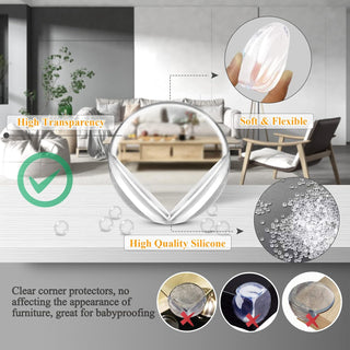 Gudui ‎SHOWAY Corner Guards (12 Pack) Clear Protectors | High Resistant Adhesive Gel Best Baby Proof Stop Child Head Injuries Tables, Furniture & Sharp Corners Proofing (L-Shaped).