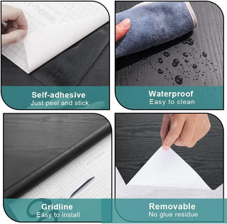 Arthome White Wood Paper,43.5x305cm Self Adhesive Wallpaper Waterproof Gloss PVC Vinyl, Oil Proof Paper for Furniture Cover Surface,Countertop,Kitchen