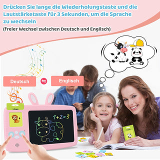Talking Flash Cards Learning Toys for Toddlers 1-6 Year Old,British English, 224 Words, Audible Educational Toys, Preschool Learning Resource Electronic Interactive Toy Birthday Gifts for Kids-Pink