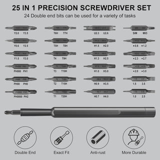 Anspect Precision Screwdriver Set, 24 in 1 Mini Screwdriver, Magnetic Driver Bits Set, Set, S2 Alloy Steel Pocket Manual Screwdriver Tool Set, Repair Tool Kit