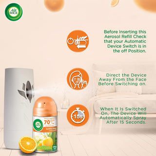 Air Wick Freshmatic Autospray Refill, Sparkling Citrus Fragrance, Eliminates Bad Odour like Cat Litter Smell, 250 ml (Pack of 3)