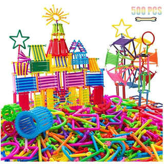 Playmate 500 PCS Smart Sticks Building Toy Building Blocks Different Shape Educational Construction Engineering Set 3D Puzzle, Interlocking Creative Connecting Kit