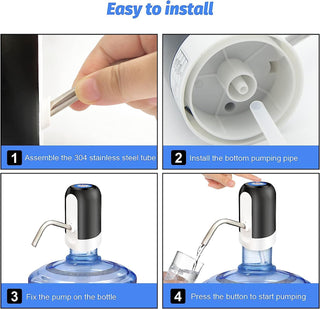 SKY-TOUCH 5 Gallon Water Bottle Pump, USB Charging Portable Electric Water Pump for for for 2-5 Gallon Jugs USB Charging Portable Water Dispenser for Office, Home, Camping, Kitchen and etc,Black