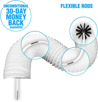 Excefore Dryer Vent Cleaner Kit -(30-Feet) Reusable Lint Remover Fireplace Chimney Brushes, Flexible Lint Brush with Drill Attachment for Faster Cleaning