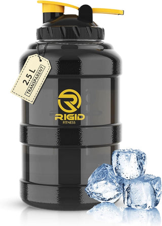 RIGID FITNESS Gym Bottle BPA-Free 2.5L - Hydration Jug - Leak-Proof Sport Water Bottle, Odorless & Transparent - Ideal Jug for Gym, Fitness and Outdoor Activities - Safe & No Smell