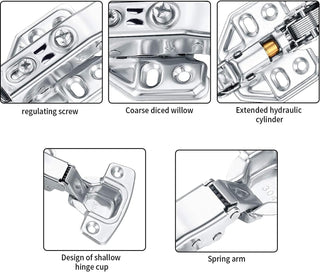 Angju 4 Pcs Kitchen Units Door Hinges, Soft Close Cupboard Wardrobe Doors Hinges, Folding Doors Hinge with Screws, Full Overlay Mute Cabinet Hinges