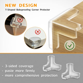 Gudui ‎SHOWAY Corner Guards (12 Pack) Clear Protectors | High Resistant Adhesive Gel Best Baby Proof Stop Child Head Injuries Tables, Furniture & Sharp Corners Proofing (L-Shaped).