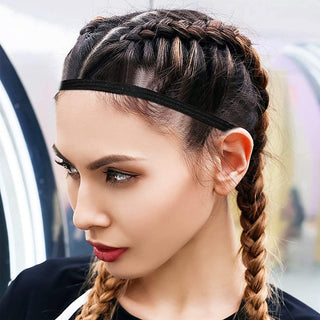 Starthi 4 Pieces Thick Non-Slip Elastic Sport Headbands Hair Headbands for Women and Men (Black, Grey)4 Pieces Thick Non-slip Elastic Sport Headbands Football Hair Headbands for Women and Men