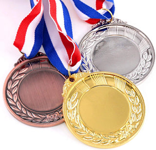 Swpeet Metal Gold Silver Bronze Award Medals with Ribbon, Olympic Style Winner Medals for Kids Children's Events, Classrooms, Office Games and Sports - 1st 2nd 3rd Place