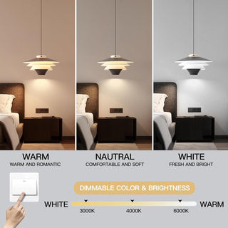 YT YATAI LIGHTING Modern Black LED Pendant Light, Minimalist Small Single Mini Pendant Light for Kitchen Island, Bedroom, Bedside, Adjustable 3 Color Light