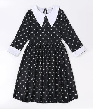 AmzBarley Girls Addams Costume Little Kids Addams Family Dress Up for Halloween Cosplay Birthday Party