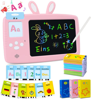 Talking Flash Cards Learning Toys for Toddlers 1-6 Year Old,British English, 224 Words, Audible Educational Toys, Preschool Learning Resource Electronic Interactive Toy Birthday Gifts for Kids-Pink